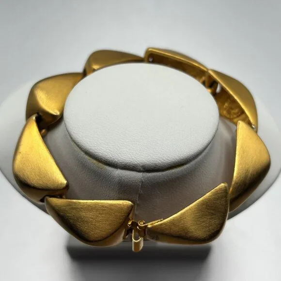 VTG Clara Studio Geometric Link Bracelet Fold-Over Insert Clasp 7" Long OOAK - Picture 3 of 11